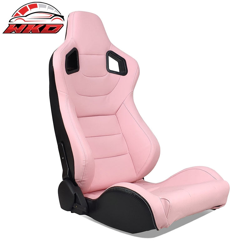 Wholesale Reclinable Racing Seat Dual Slider Right Pink PU Carbon Leather