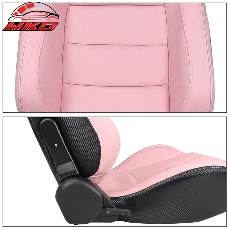 Reclinable Racing Seat Dual Slider Right Pink PU Carbon Leather