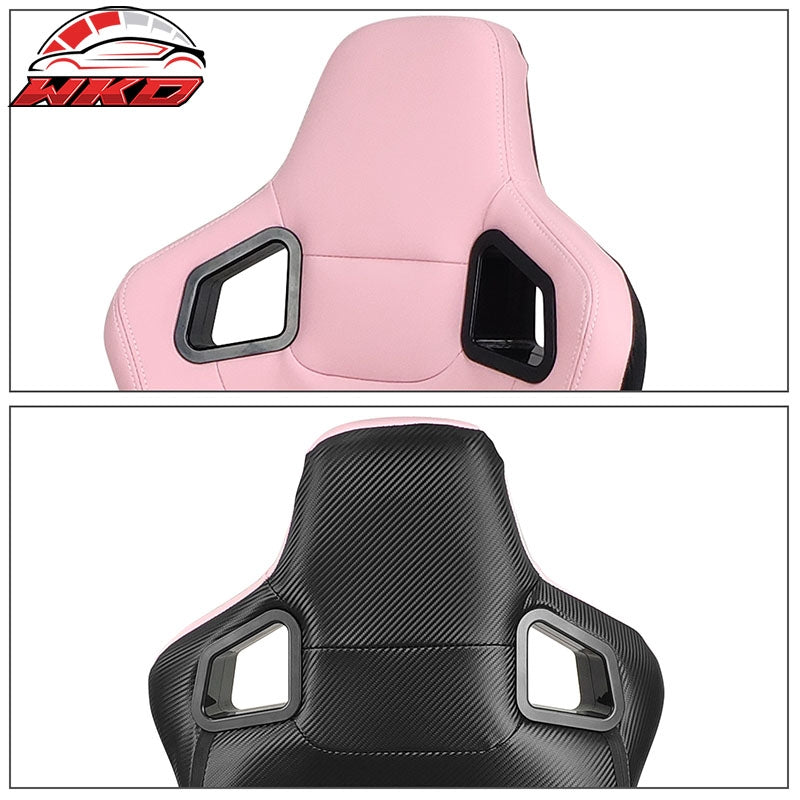 Reclinable Racing Seat Dual Slider Right Pink PU Carbon Leather