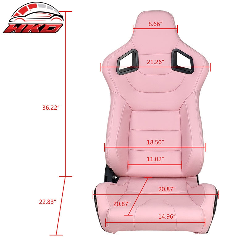 Reclinable Racing Seat Dual Slider Right Pink PU Carbon Leather