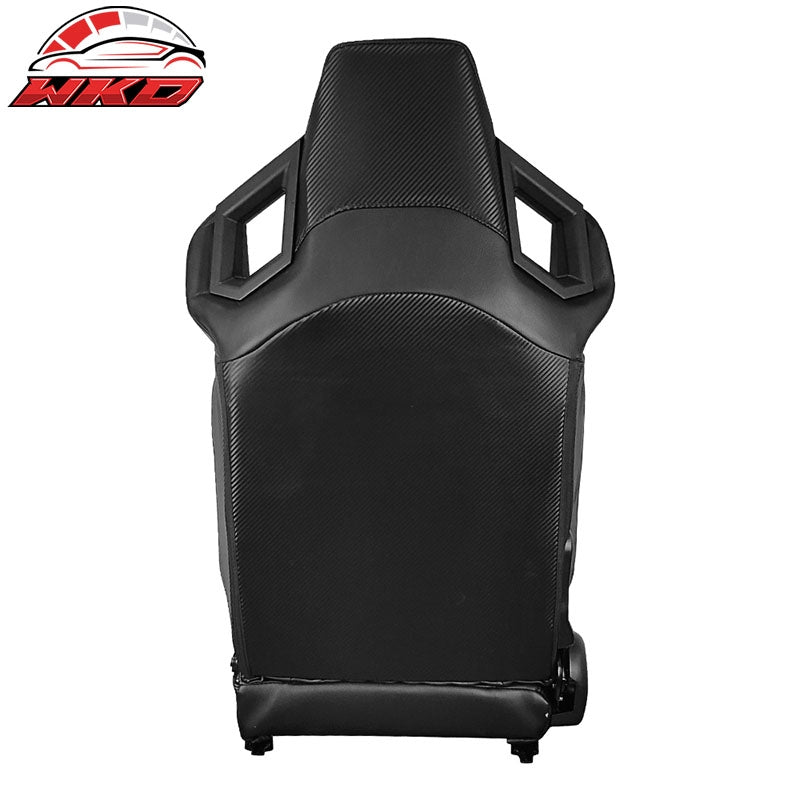 Universal Reclinable Racing Seat Right Side Dual Sliders Black + Red PU Leather