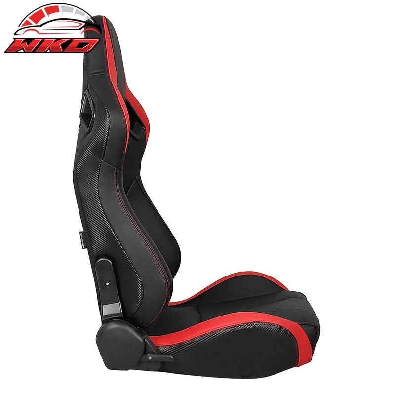 Universal Reclinable Racing Seat Dual Slider RH PU Carbon Leather