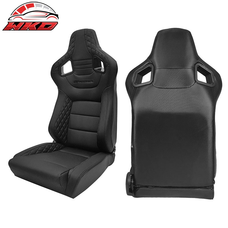 Universal X2 Big Style Reclinable Racing Seat + Dual Slider BK PU&Carbon Leather