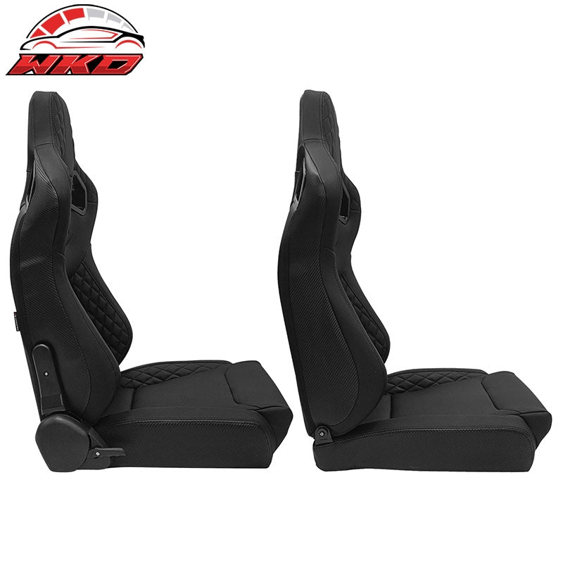 Universal X2 Big Style Reclinable Racing Seat + Dual Slider BK PU&Carbon Leather