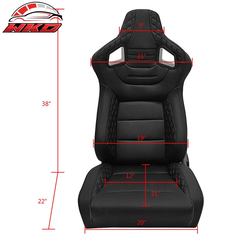 Universal X2 Big Style Reclinable Racing Seat + Dual Slider BK PU&Carbon Leather