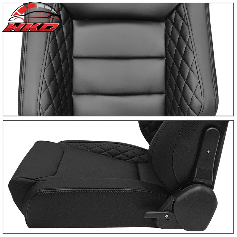 Universal X2 Big Style Reclinable Racing Seat + Dual Slider BK PU&Carbon Leather