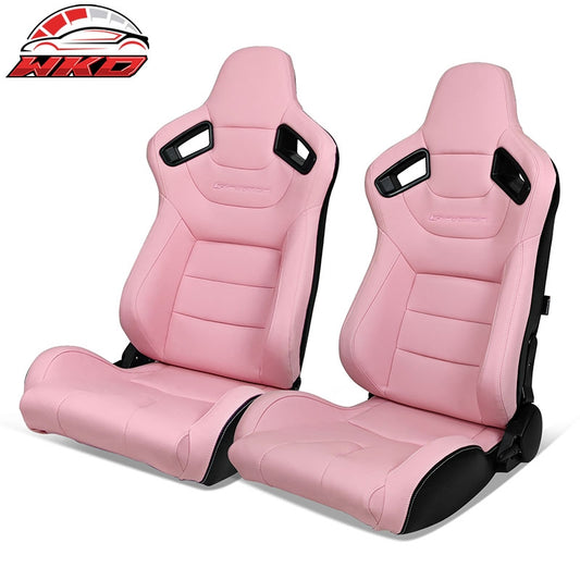 Wholesale Universal Pair Reclinable Racing Seat Dual Slider Pink Pu&Carbon Leather Back