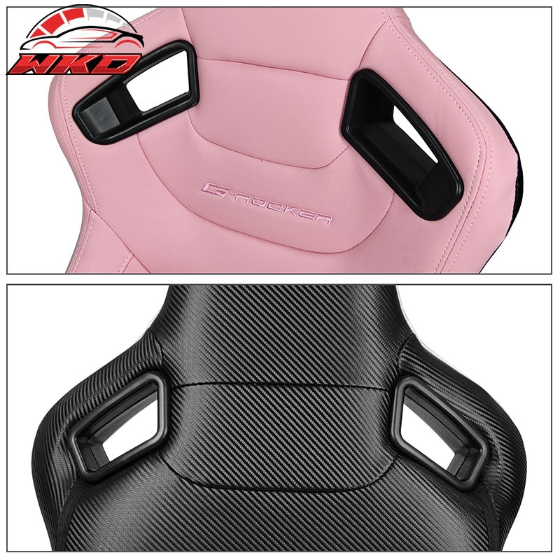 Universal Pair Reclinable Racing Seat Dual Slider Pink Pu&Carbon Leather Back