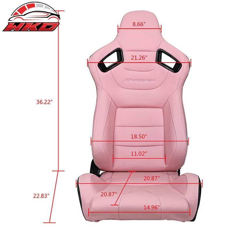 Universal Pair Reclinable Racing Seat Dual Slider Pink Pu&Carbon Leather Back