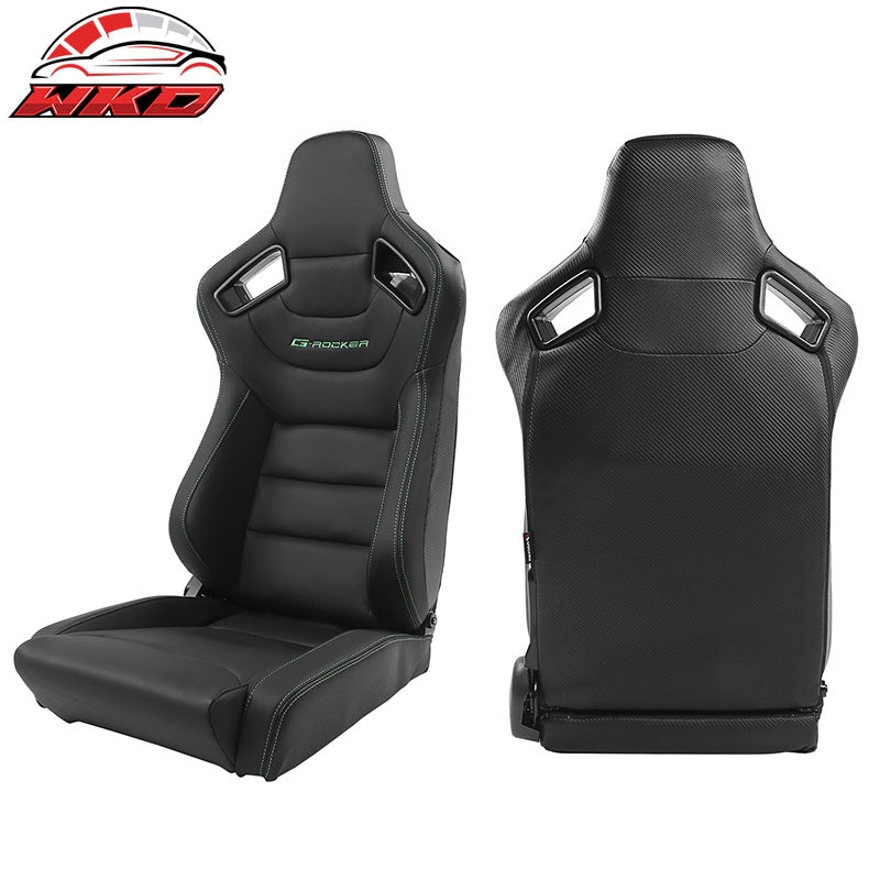 Universal x2 Reclinable Big Racing Seat + Dual Slider Bk PU & Carbon Leather