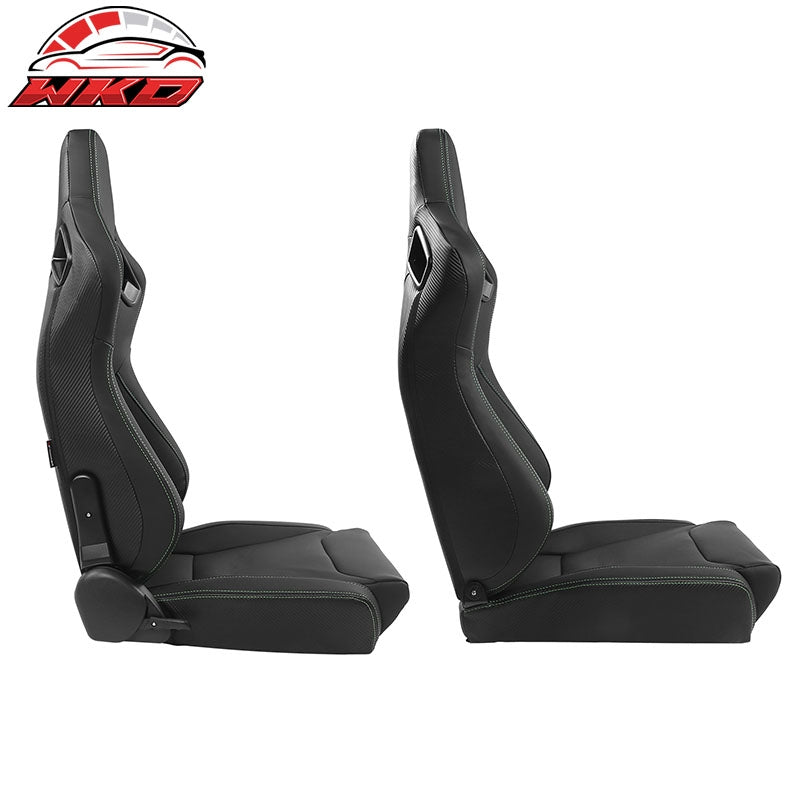 Universal x2 Reclinable Big Racing Seat + Dual Slider Bk PU & Carbon Leather
