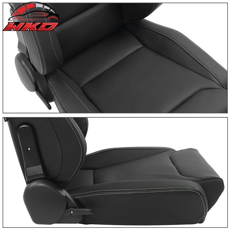 Universal x2 Reclinable Big Racing Seat + Dual Slider Bk PU & Carbon Leather