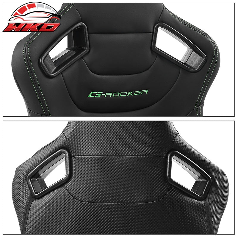 Universal x2 Reclinable Big Racing Seat + Dual Slider Bk PU & Carbon Leather