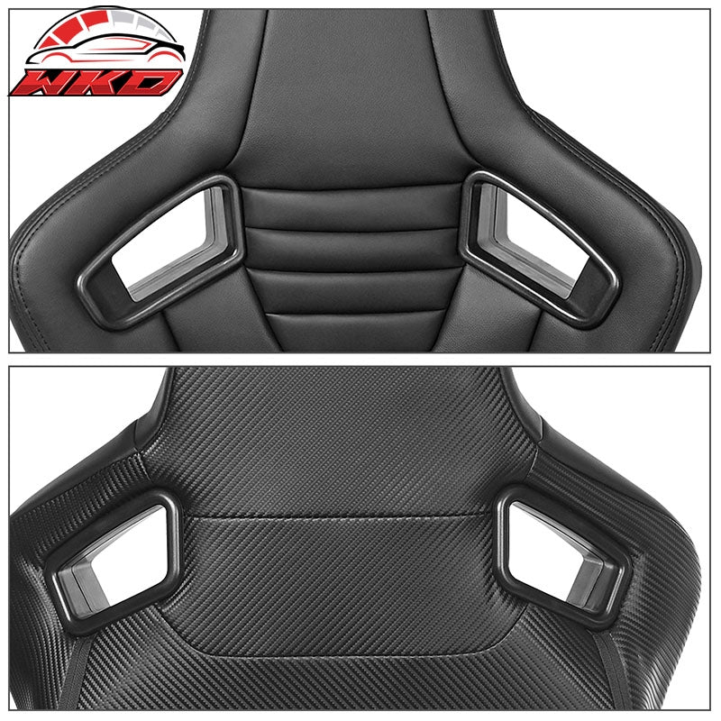 Universal Pair Reclinable Racing Seat Dual Slider PU & Carbon Leather Black
