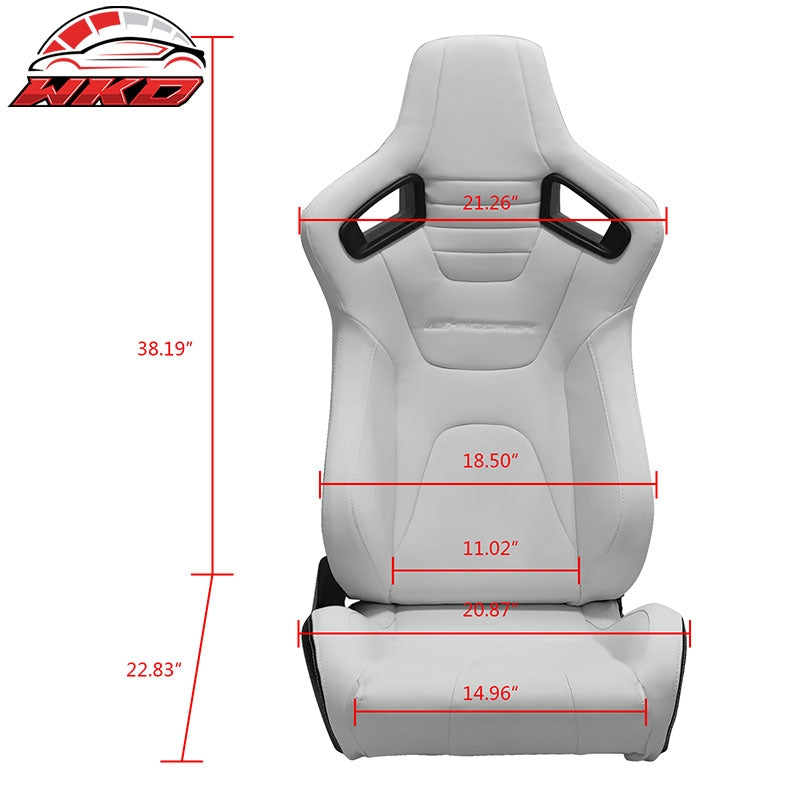 Universal Pair Reclinable Racing Seat Dual Slider PU & Carbon Leather White