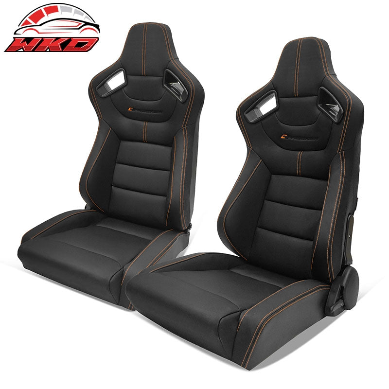 Wholesale Universal X2 Reclinable Big Style Racing Seat + Dual Slider PU Carbon Black