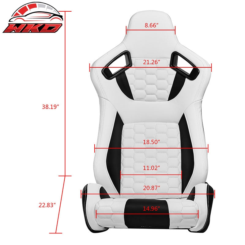 Universal X2 Reclinable Honeycomb Racing Seat + Dual Slider WH Black PU Leather