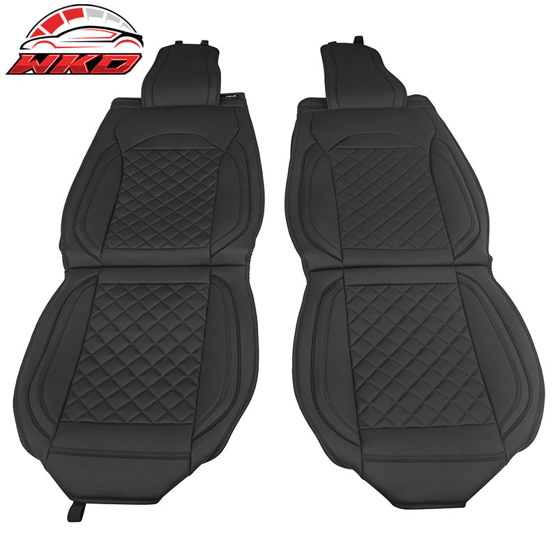 Universal Fit Car Seat Covers Cushion 03 Style Black PU Leather Pair (Front)