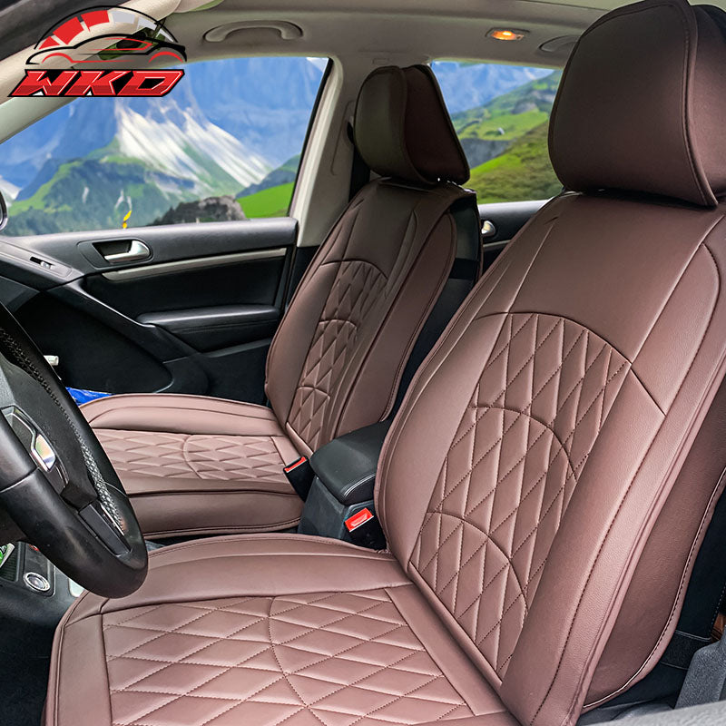 Wholesale Universal Brown PU Leather Car Seat Covers 04 Style Front& Rear 5 Seats Full Set