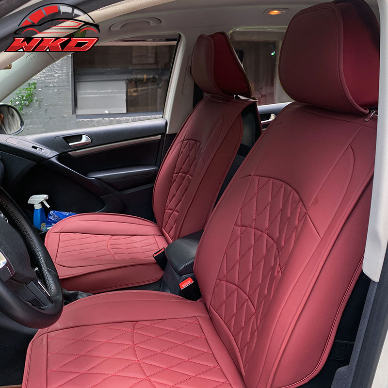 Wholesale Universal Red PU Leather Car Seat Covers 04 Style Front & Rear 5 Seats Full Set