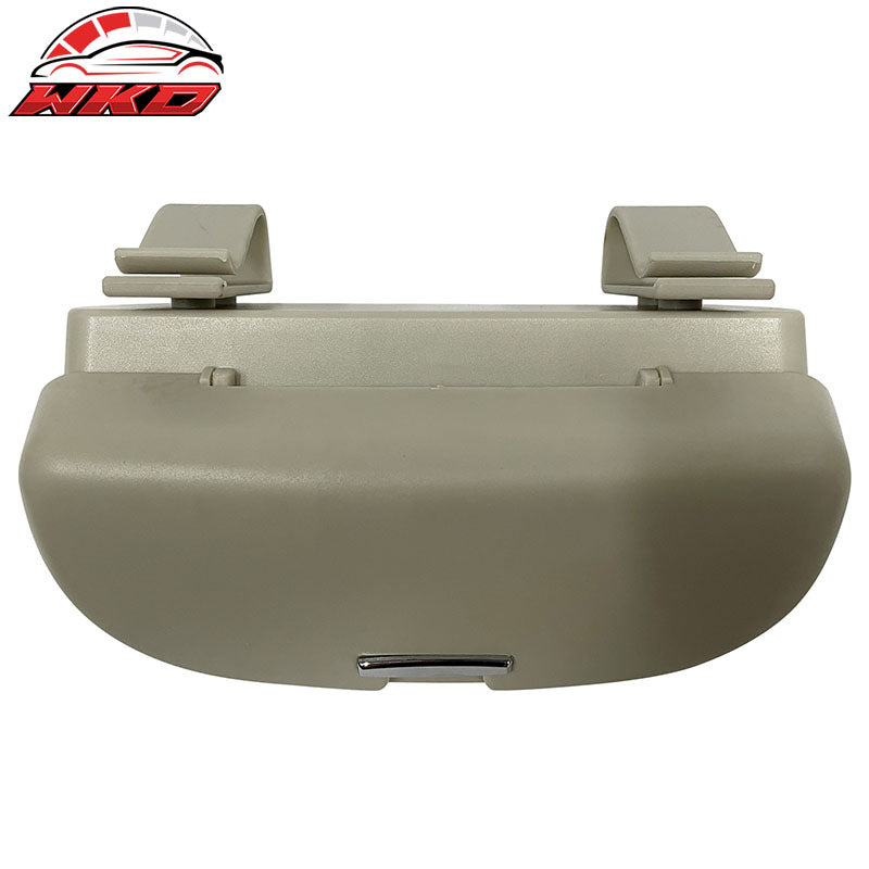 Beige Car Sunglasses Holder Organizer Case Sun Visor Mounted Box Magnet Lock
