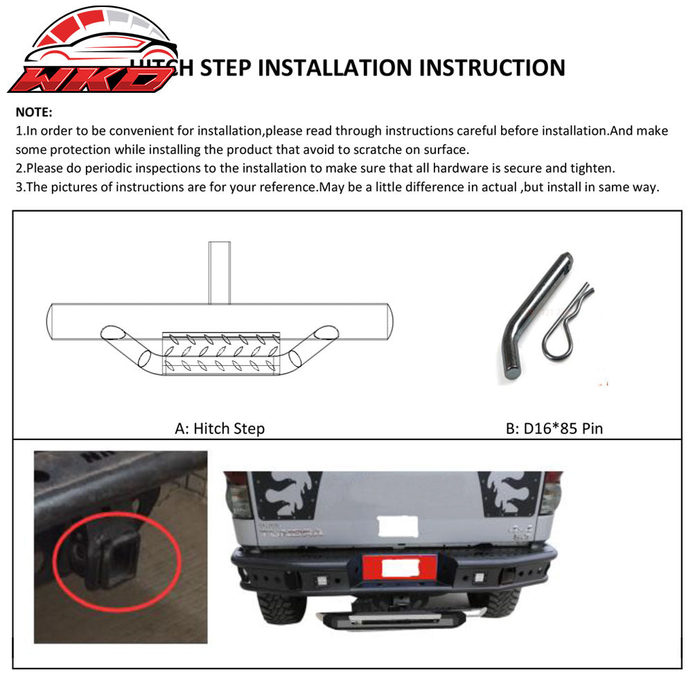 Universal Black Powder Coated Cab Step Bumper Guard W/ 2Inch Receiver 31.5 Inch
