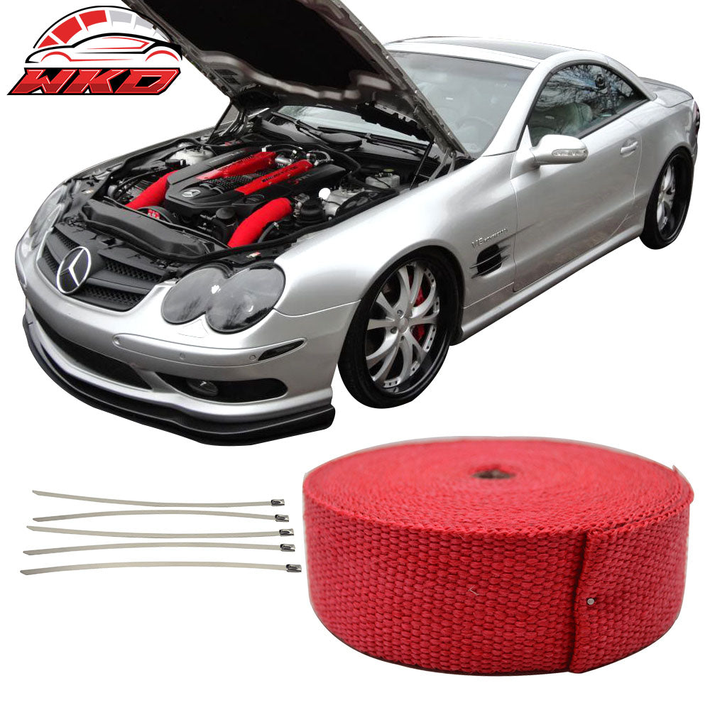 2X1 16X50 Feet Exhaust Wrap Header Turbo Manifold Downpipe Racing Red Heat