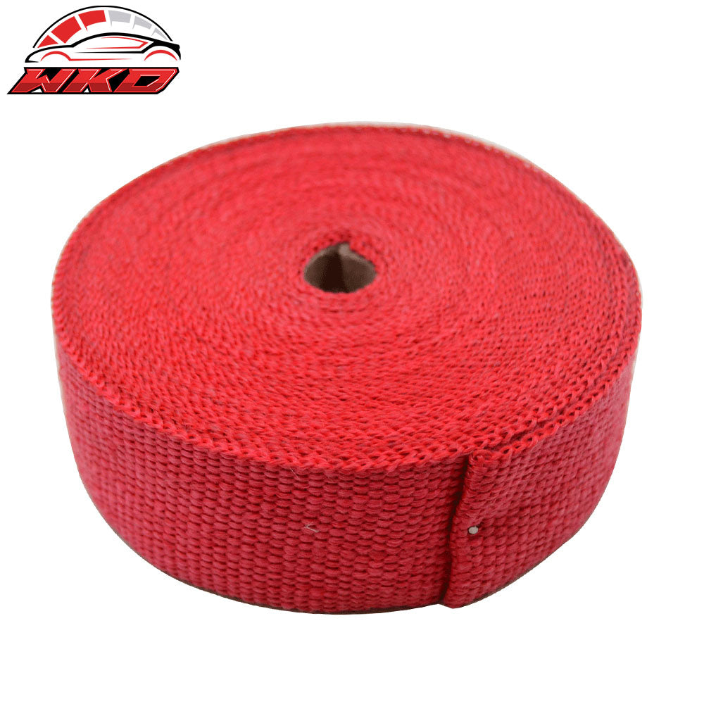 2X1 16X50 Feet Exhaust Wrap Header Turbo Manifold Downpipe Racing Red Heat