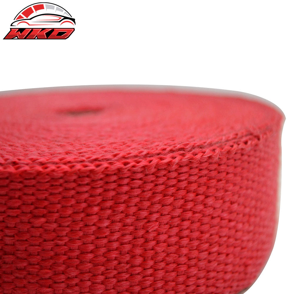 2X1 16X50 Feet Exhaust Wrap Header Turbo Manifold Downpipe Racing Red Heat