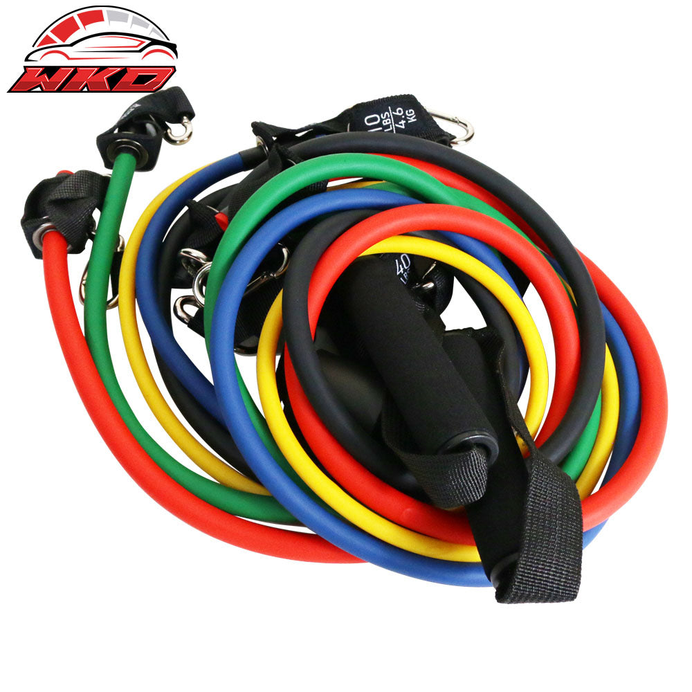 Resistance Bands 150lb Strength Fitness Exercise Yoga Workout Color Box 11PCS