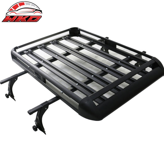 Wholesale 50x35x5 Inch Roof Top Cargo Luggage Carrier With Cross Bar Aluminum Black
