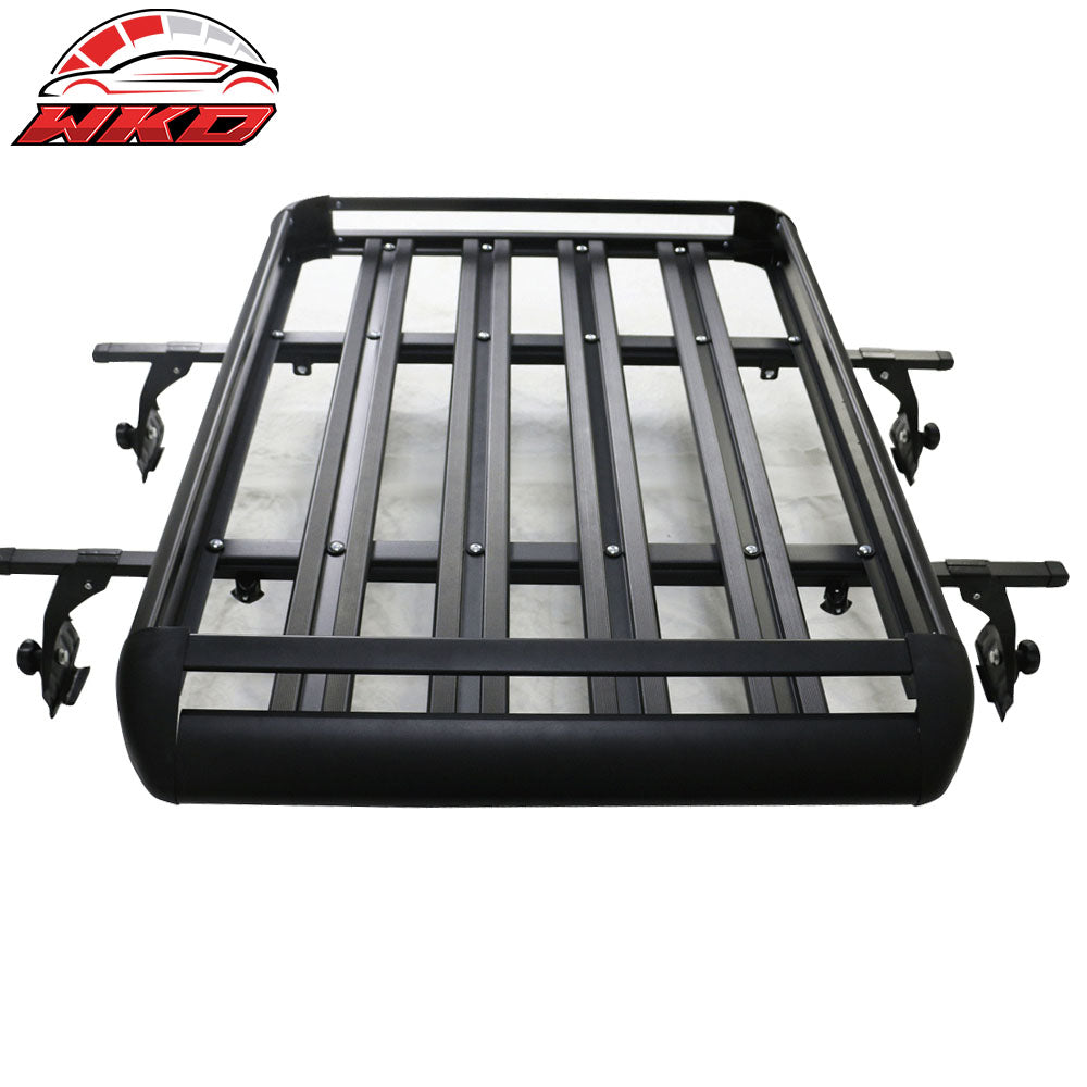 50x35x5 Inch Roof Top Cargo Luggage Carrier With Cross Bar Aluminum Black