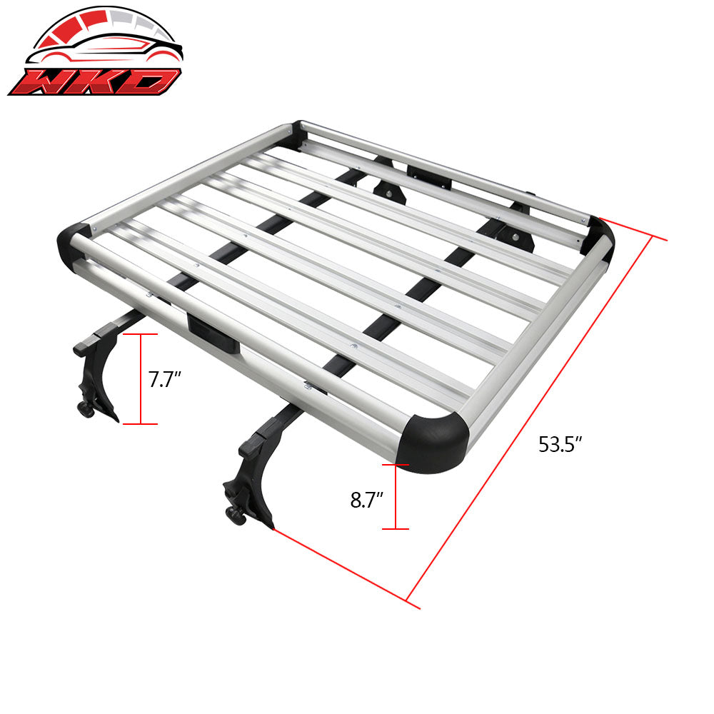 50x35x5 In SUV Top Rack Cargo Luggage Carrier Basket + Cross Bar Aluminum Silver