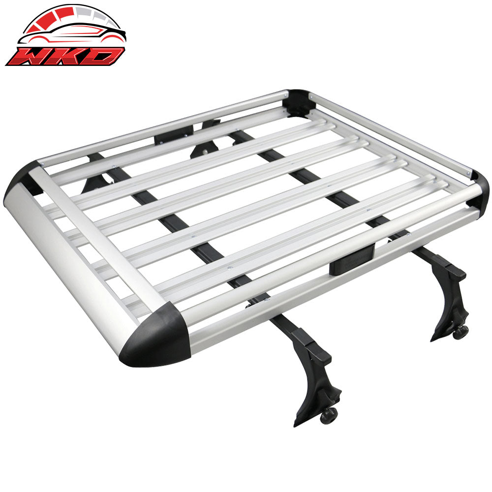 50x35x5 In SUV Top Rack Cargo Luggage Carrier Basket + Cross Bar Aluminum Silver