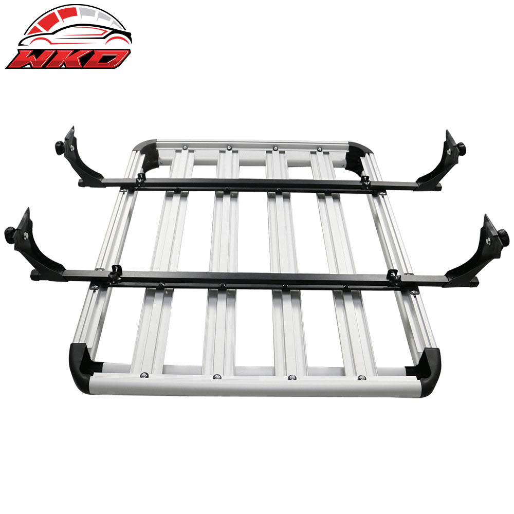50x35x5 In SUV Top Rack Cargo Luggage Carrier Basket + Cross Bar Aluminum Silver