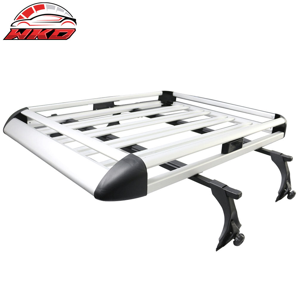 50x35x5 In SUV Top Rack Cargo Luggage Carrier Basket + Cross Bar Aluminum Silver