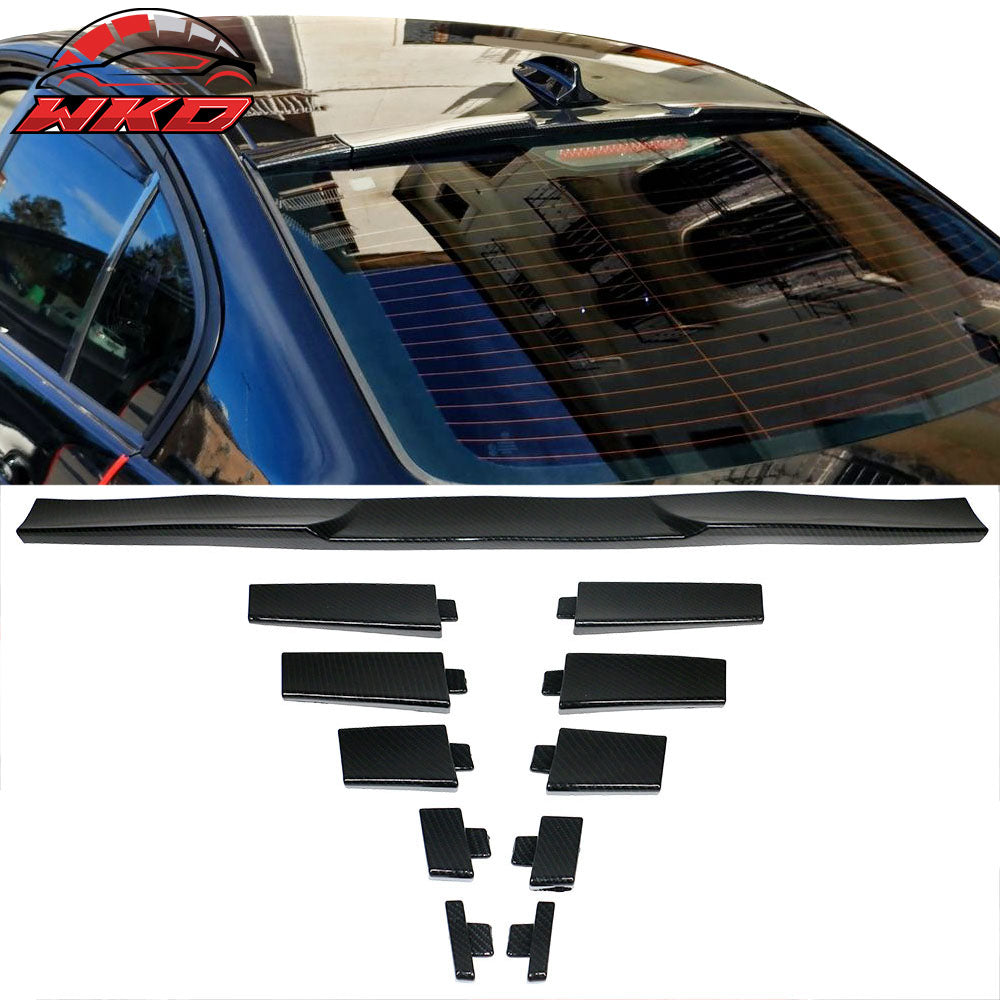 Universal Fit Carbon Fiber Print Top Rear Roof Spoiler Wing Adjustable Splitter
