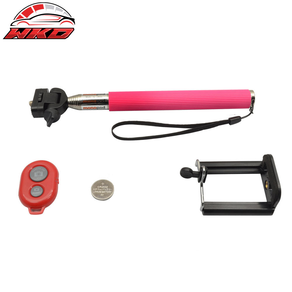 Red Remote Extendable Bluetooth Selfie Stick Tripod Holder Fits iPhone & Galaxy