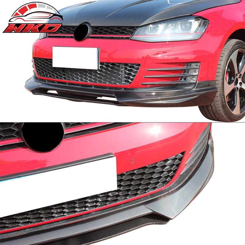 Fits 14-18 VW Volkswagen MK7 GTI Front Bumper Lip Spoiler Kit Matte Carbon Fiber