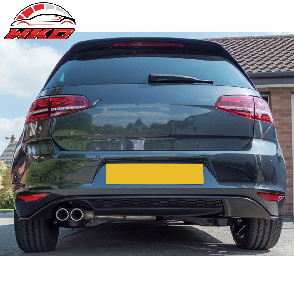 Fits 15-17 VW Golf 7 MK7 Rear Bumper Diffuser Twin Muffler Single Outlet