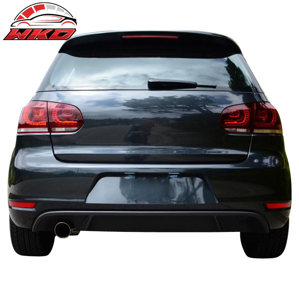 Fits 10-14 Volkswagen VW Golf MK6 Rear Bumper Diffuser Single Muffler Outlet