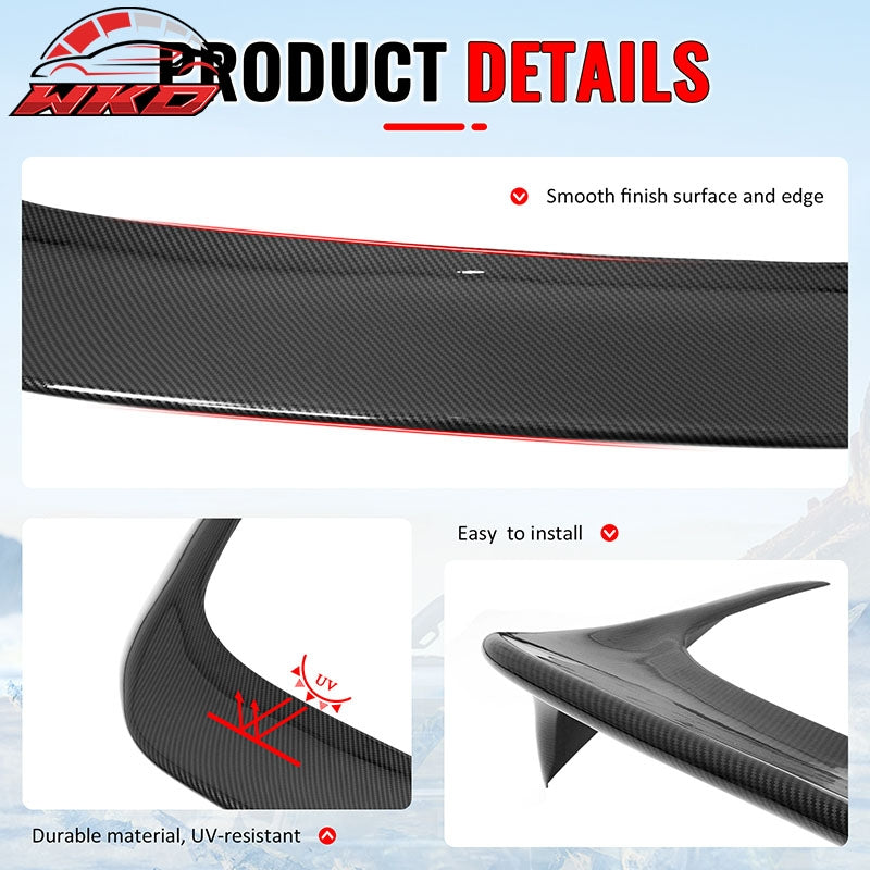 Fits 22-26 VW MK8 Golf GTI ES Style Rear Roof Spoiler Lip Carbon Fiber Print ABS