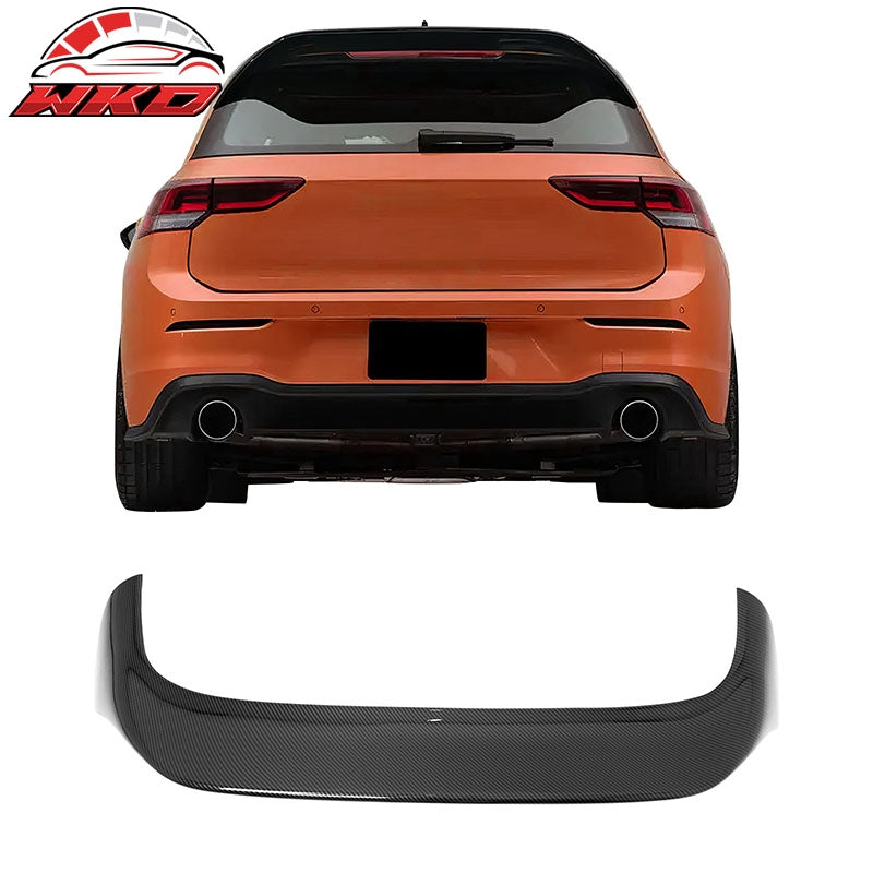 Fits 22-26 VW MK8 Golf GTI ES Style Rear Roof Spoiler Lip Carbon Fiber Print ABS