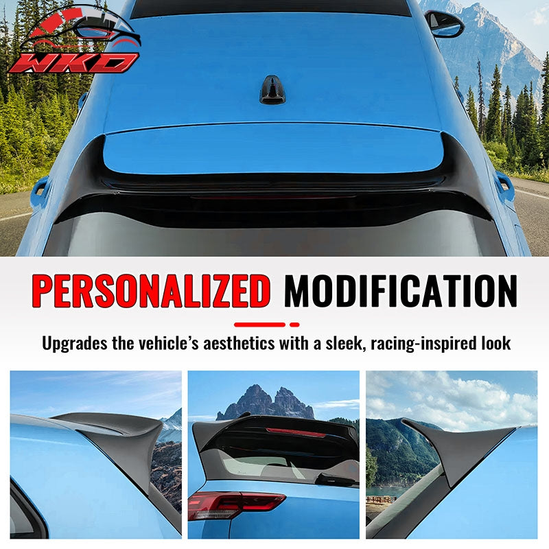 Fits 22-26 VW MK8 Golf GTI ES Style Rear Roof Spoiler Wing Lip Gloss Black ABS