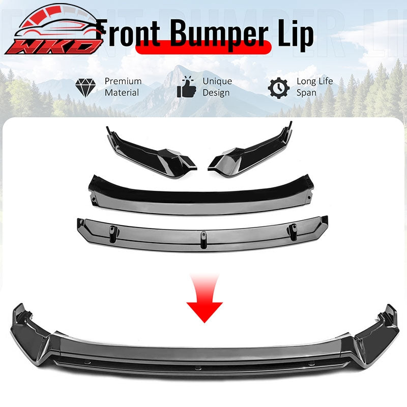 Fits 22-24 VW Tiguan S SE Base IKON Front Bumper Lip Chin Spoiler Gloss Black