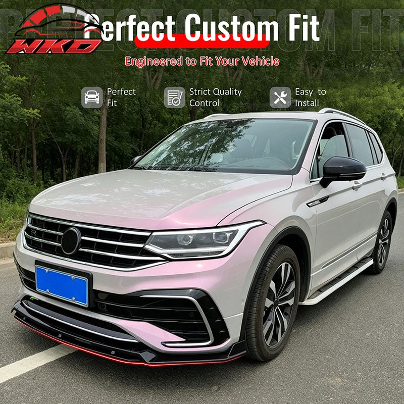 For 22-24 VW Tiguan SE SEL R-Line IKON Front Bumper Lip Chin Spoiler Gloss Black