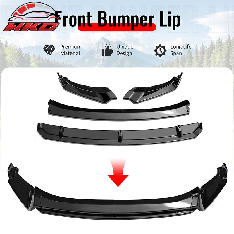 For 22-24 VW Tiguan SE SEL R-Line IKON Front Bumper Lip Chin Spoiler Gloss Black