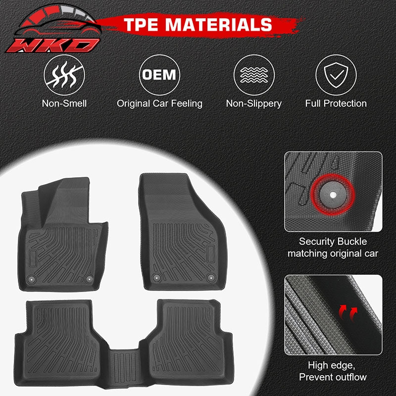 Fits 09-17 VW Tiguan & 17-18 Tiguan Limited Anti-Slip Floor Mats TPE Carpet 3PCS