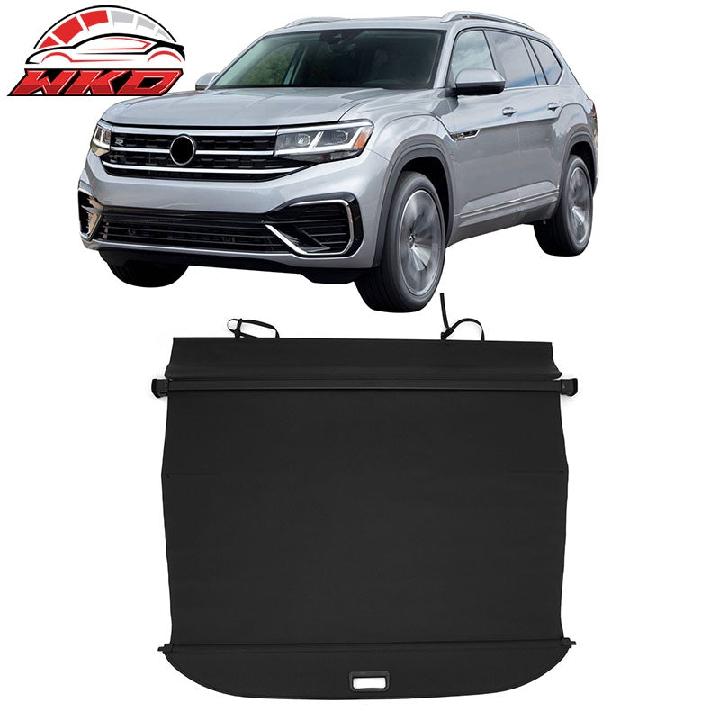 Fits 18-26 Volkswagen Atlas Retractable Rear Cargo Cover Carbon Fiber Texture