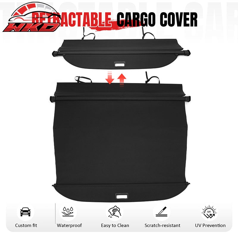 Fits 18-26 Volkswagen Atlas Retractable Rear Cargo Cover Carbon Fiber Texture